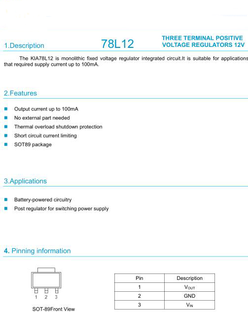 三端穩(wěn)壓管7812